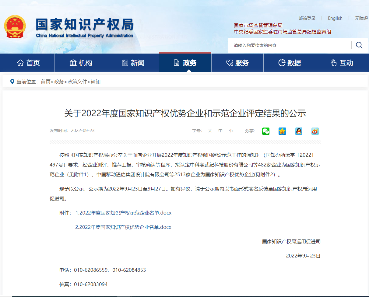 喜讯！！！！尊龙时凯荣获“2022年度国家知识产权优势企业”称号